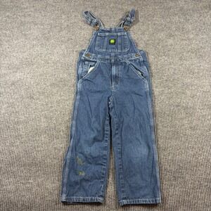 John Deere Kids Boys Blue Denim Overalls Size 6 Adjustable Straps Farming Style